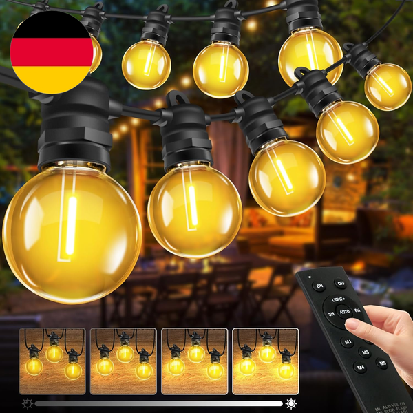 Lichterkette AußEn Strom, 15M G40 GlüHbirnen Balkon Lichterketten Outdoor Mit 25-image