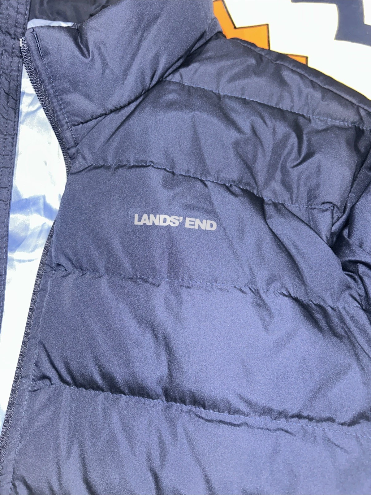 Lands End Down Fill Blue Puffer Jacket Men's L Full Zip, Pockets, Outdoors image 6