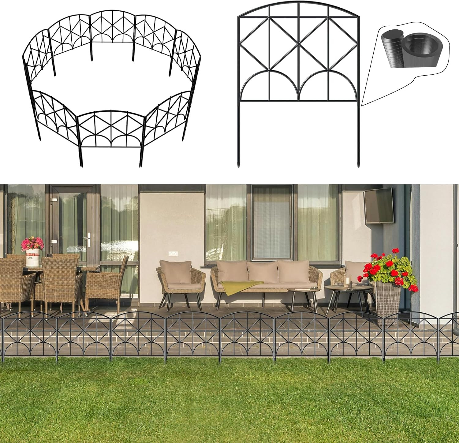 10 Pannelli Di Recinzione in Metallo Da 4 M, Bordi Decorativi Da Giardino, Combi