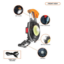 Keychain Flashlight Rechargeable Cob Keychain Work Light 6 Modes High Lumen