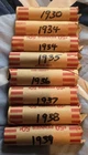 Lincoln Wheat Small Cent 8 Rolls 1930-1939 Business Strike Coins