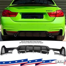 Gloss Black For 14-20 Bmw 4 Series F32 F33 F36 M Sport Rear Diffuser Valance Lip