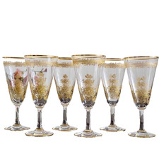 Old BACCARAT Lafayette 24 Gold Color Champagne Flutes 6 Pcs