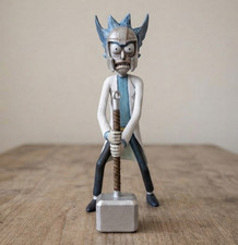 Rick Morty Thor Hammer Mjolnir Marvel Personalizado Pintado a Mano Figura Arte Estatua RARO