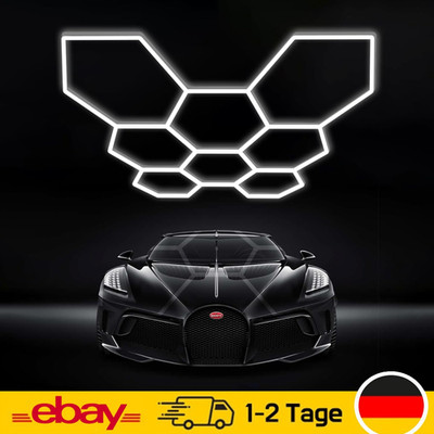 8x Hexagon LED lampe 280W 6500K Kaltweiß DIY LED-Röhre Garage Studio Beleuchtung