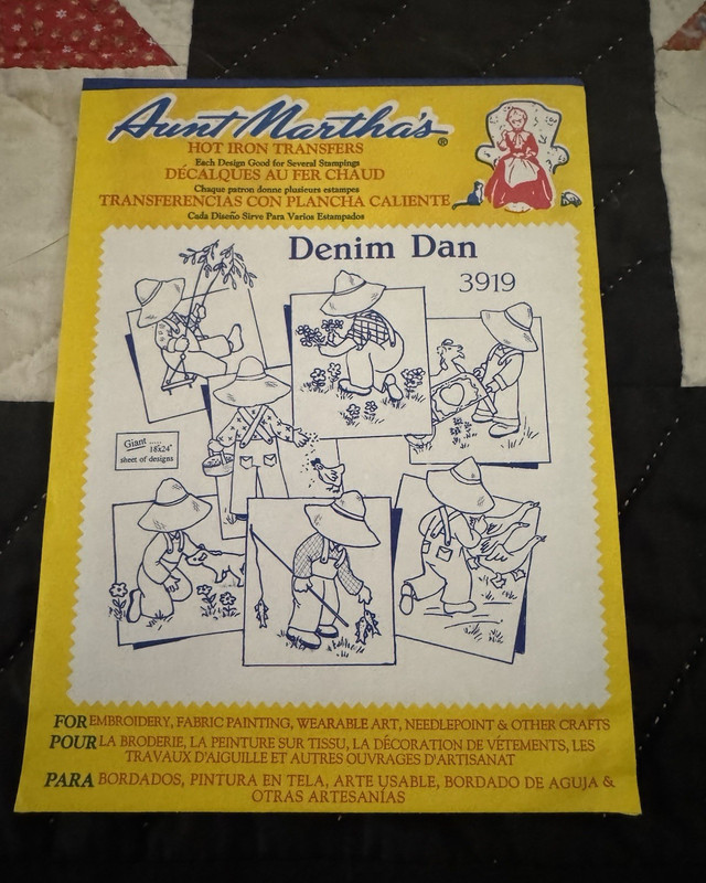 Aunt Martha’s Hot Iron Transfer Pattern 3919 Denim Dan Vintage Original