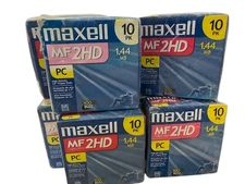(Lot 9) New Maxell 10 Pack 2.5" 1.44MB Floppy Diskettes IBM Formatted 90 Disks