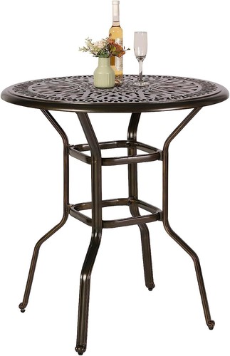 Patio Swivel Bar Stools Set All Weather Cast Aluminum Bar Height Bistro Set - Picture 37 of 59