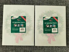 Lot of 2 (total 50 sheets)Ampad Computer Paper wreath Holiday Christmas  8.5x11