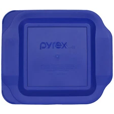 Pyrex 222-PC Square 8" x 8" 2 Quart Storage Container Baking Dish Lid Blue New