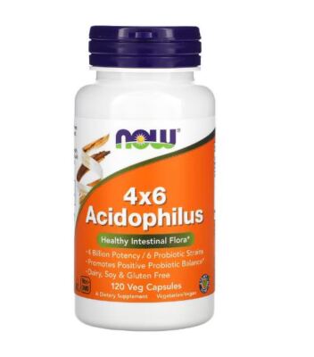 Now Foods 4x6 Acidophilus, 120 vegetarische Kapseln