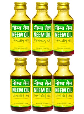 6 Bottles of 100ml each Pure Neem Oil Ashwin Pharme
