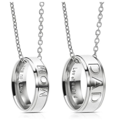 925 Silber vergoldet Mutter Vatertag Halskette Anhänger Herz Liebe Mama Papa Geschenk