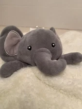 DTU Inc Gray Elephant Baby Lovey White Blanket Crib Security Toy 11"
