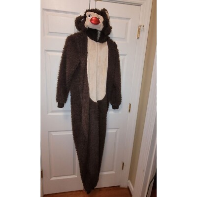 Women Secret Treasures Brown One Piece Plush Monkey Character Pajamas Size  S 4/6