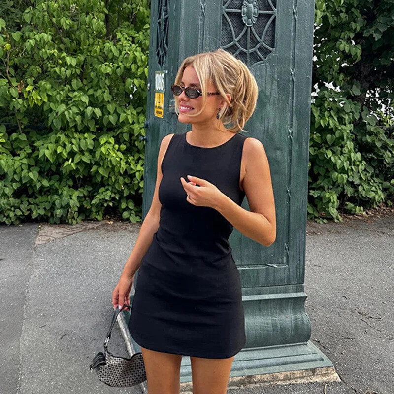 Summer Elegant Dress Women Clothing Fashion Casual Sleeveless Short Dresses