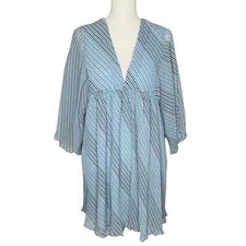 GANNI Pleated Georgette Tunic Top Blue NWT