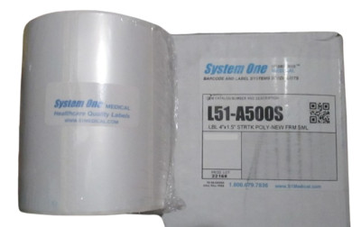 System One SteriTrack Sterilization Label 4''x1.5'' L51-A500S 1'' Core-Ultra Strong