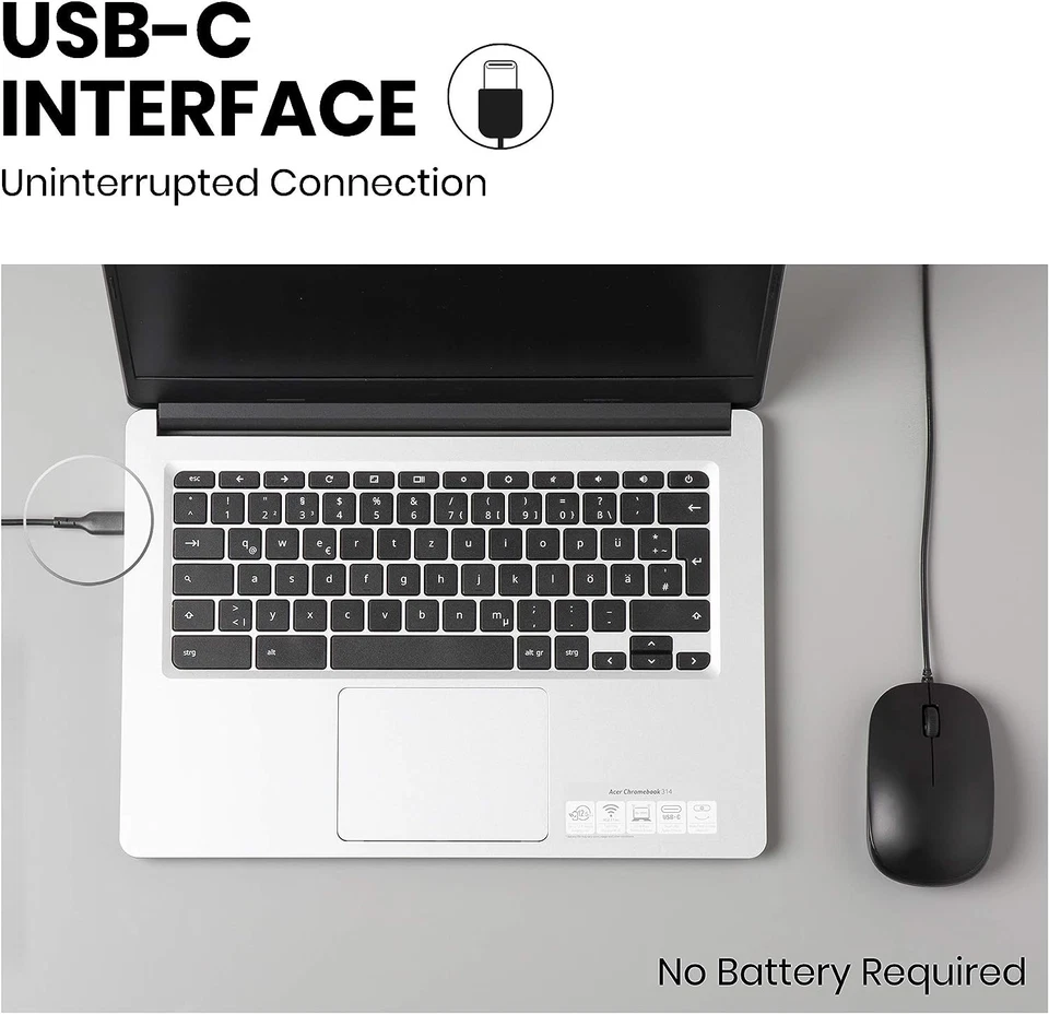 Perixx PERIMICE-201C USB Type C Wired Optical Mouse with 3-Button, Scroll Wheel, - Image 2 of 4