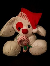 Vintage Fisher Price 12" Puffalump Christmas Puppy Dog With Candy Cane