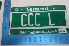 Vermont VT License Plate Tag Vanity 2019 19 Natural Sticker Initials CCC L #1
