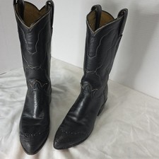 Tony Lama Vintage Western Cowboy Boots, Wing Tip With Lizard, Size 4