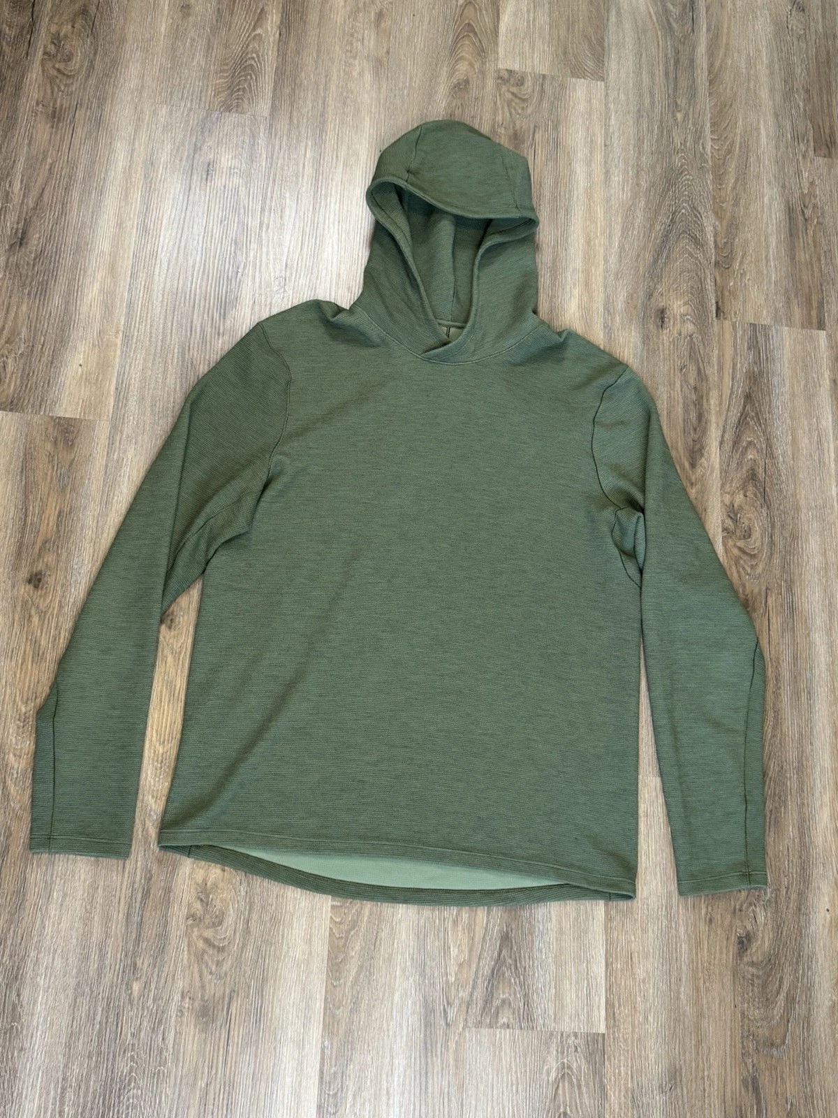 Lululemon Hoodie Mens M Green Shift Stitch Thermal Snap Neck Waffle Pullover Gym