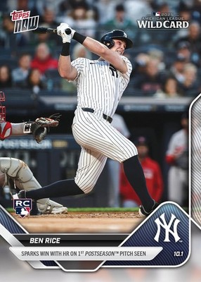 Ben Rice (RC) 2025 MLB Topps NOW Card 808 “HR On 1st Postseason Pitch ...