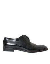 Dolce & Gabbana Black Patent Leather Derby Formal Dress Men's Shoes Authentic