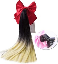 Pigtails with Bow Knot 14inch Ponytail Decoration for Motorcycle Bicycle Ski Hel