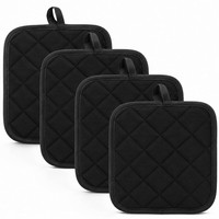 Topflappen KüChe Baumwolle HitzebestäNdig Waschbar Schwarz 18X18Cm 4 StüCk