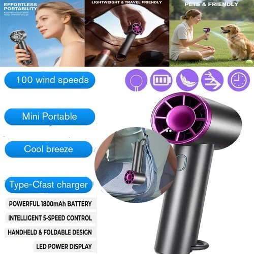 Portable Mini USB Fan Rechargeable 5 Speed Personal Cooling Digital Display