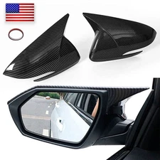 Carbon Fiber Rear Side Door Mirror Cover Cap Trim For Hyundai Elantra 2016-2019