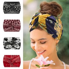 Wide Printed Sports Headband Stretch Yoga Sweatband Hairband Headscarf Hair Tie