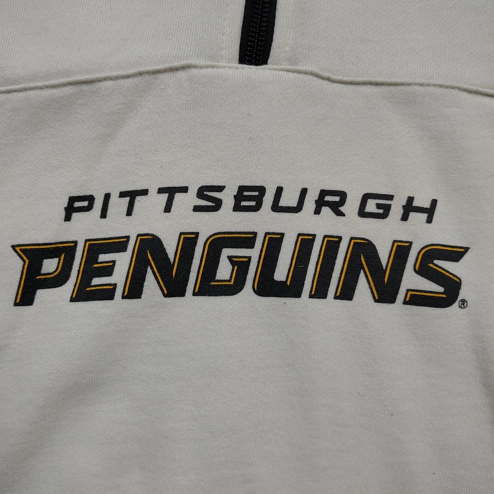 Sudadera con capucha vintage Starter Pittsburgh Penguins XL blanca 1/2 cremallera envejecida Foto 2 de 4