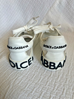 Dolce & Gabanna Shoes White Women's  38 1/2 Portofino Sneakers Black Logo