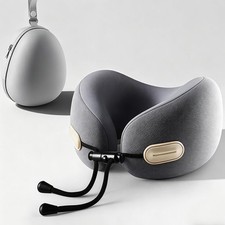 Travel Neck Pillow with Storage Case, 100 Pure Memory Foam, Airplane Head Su...