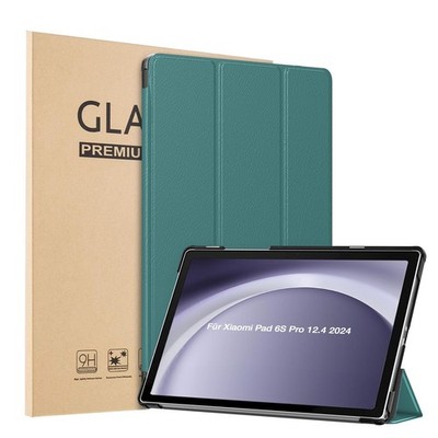 Tablet Schutzhülle für Xiaomi Pad 6S Pro 12.4 2024 Hülle Cover Case Türkis Glas