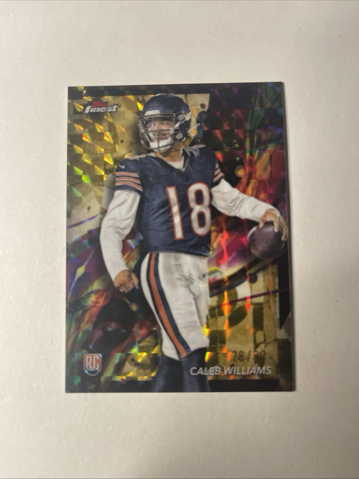 2024 Topps Finest - Common Caleb Williams #61 Gold Geometric Refractor /50 (RC)