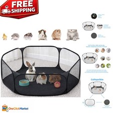 Portable Small Animal Playpen for Indoor  Outdoor Use - 47" Hexagonal Design