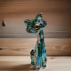 Fenton 11" Handmade Purple Carnival Glass Happy Winking Alley Cat MINT EUC