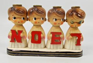 VTG Capri Creations Choir Boys NOEL Christmas Candlestick Holder Japan