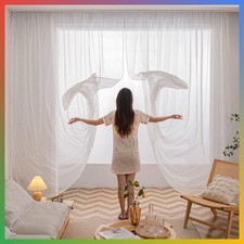 Sheer Curtains 84 Inch Length Light Filtering Voile Panels 2 Piece White 52x84 I