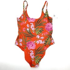 NWT Old Navy XL One Piece Swimsuit Orange Floral Tropical