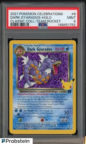 #1 2021 Pokemon Celebrations Classic Team Rocket #8 Dark Gyarados Holo PSA 9