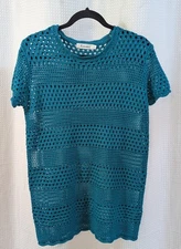 Anrabess Women's Swim Cover-Up Size Small Teal Crochet