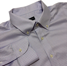 Proper Cloth Shirt 19.5/35.5 Supima Lavender Blue Multi Gingham Plaid Non Iron