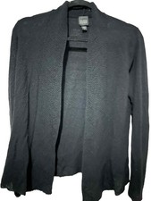 Eileen Fisher Open Knit Cardigan Sweater Size S Long Sleeve Merino Wool Black