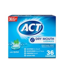 6 x - ACT Dry Mouth Lozenges with Xylitol, Soothing Mint, 36 Lozenges