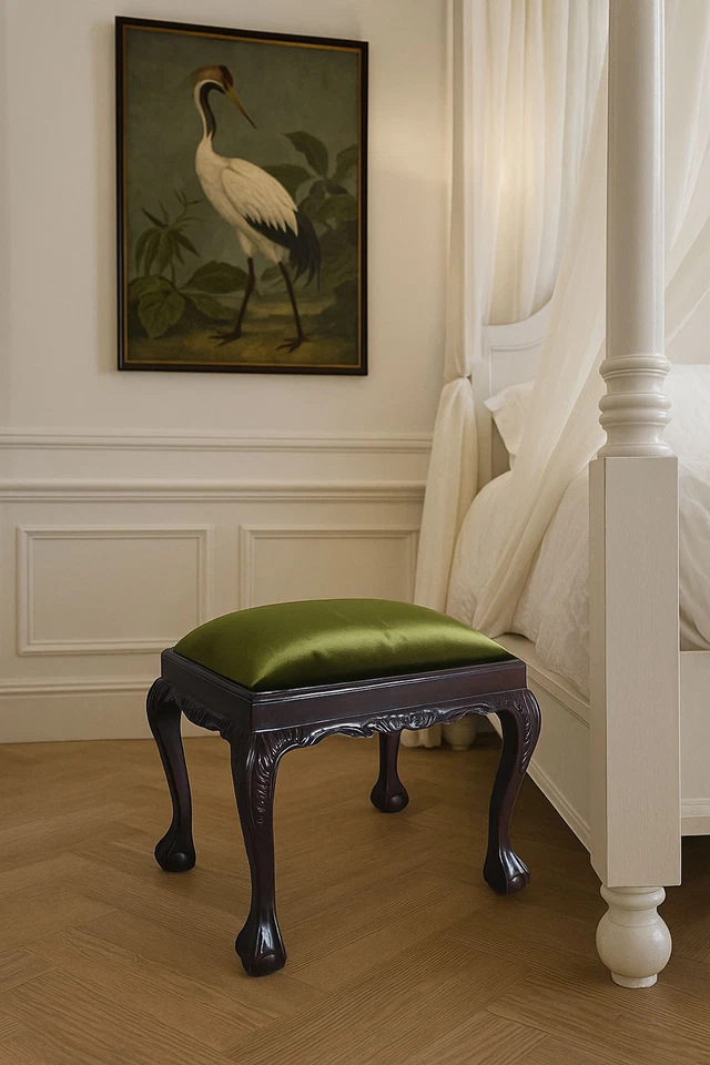 Historischer Sitzhocker für Schminktisch Hocker Antik Fusshocker Sitzbank - Bild 2 von 4